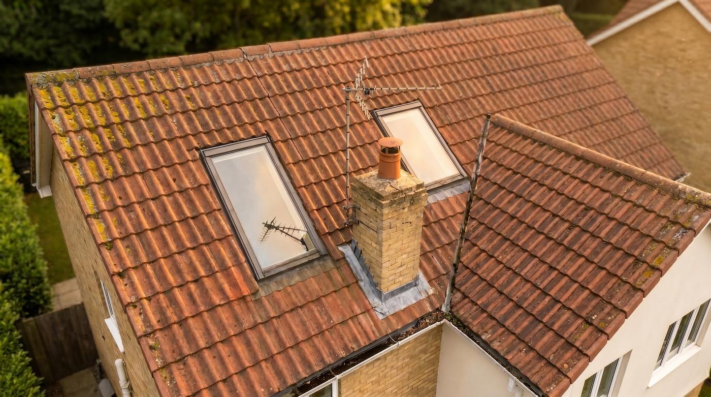 Aerial visual inspection of UK house roof — Skyline Drone Services Northamptonshire