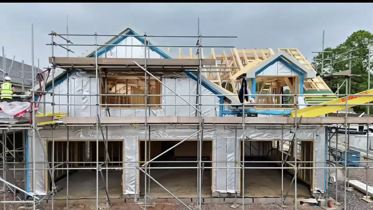 Aerial drone survey of a construction site under development
